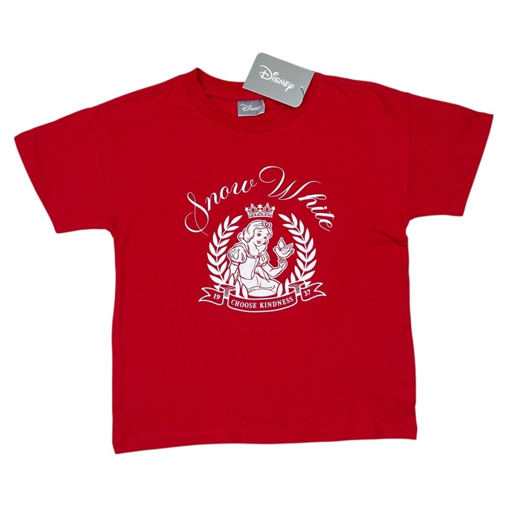 Cotton On Girls Disney Snow White Crest Choose Kindness Red Short Sleeve Tee